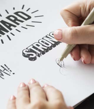 Woman Drawing Illustartion Pad Paper Palette Font Design Words